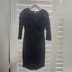 Guess Elegant Black Lace Dress with Sleeves